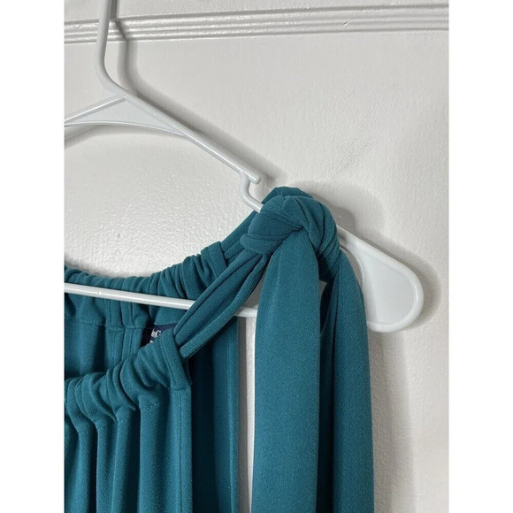 AnnGigli Before 229 Mini Halter Shift Dress Sz 42 Italian Made Green Tie Neck - Picture 2 of 8